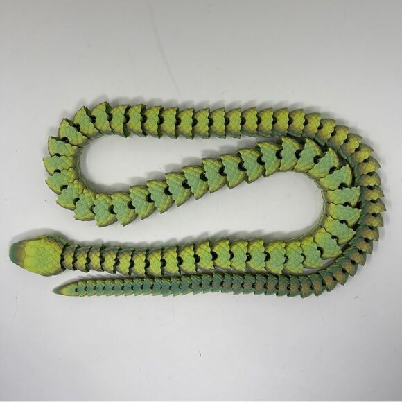 Articulating Snake 3D Printed 5' Long (60") Green Blue Color Décor Gift - Picture 6 of 7